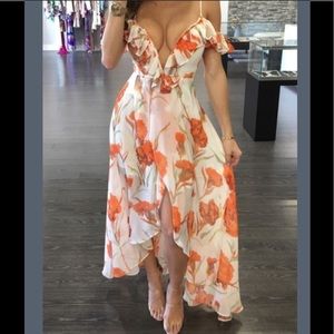 Cute floral off the shoulder dress!